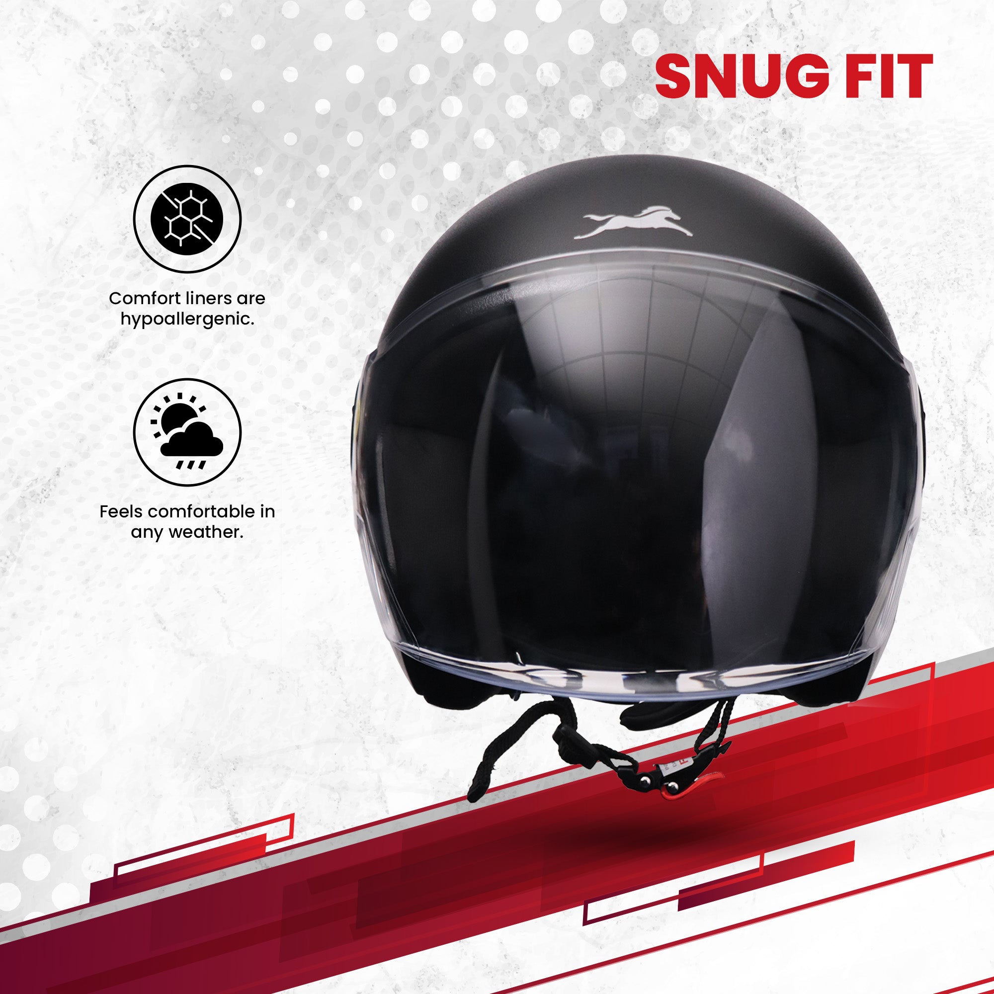 TVS ACE ISI Certified Open Face Unisex Helmet with Full Coverage Visor